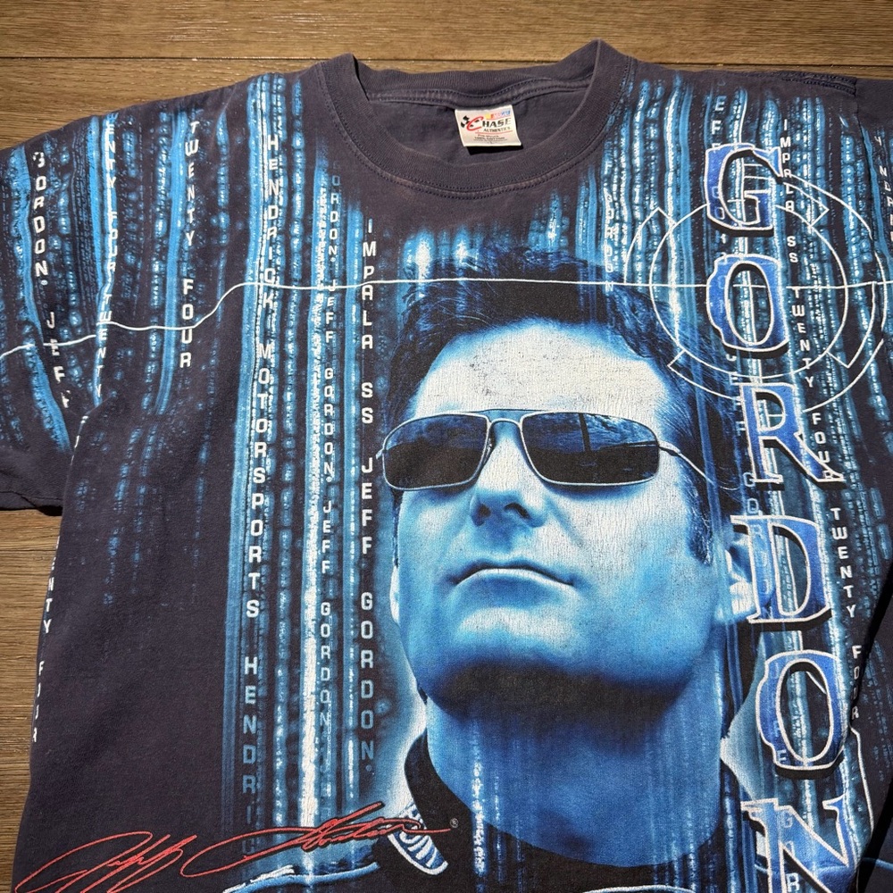 Jeff Gordon Shirt Mens Large Navy NASCAR Racing All Over Print Impala SS 24